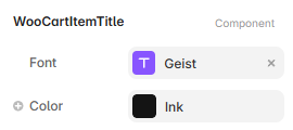 Framer property controls for the Cart Item Title component