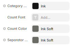 Product Category Count typography and color controls in Framer