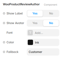 Framer property controls for the Product Review Author component
