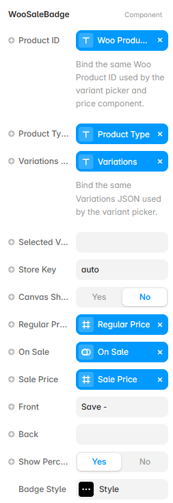 Framer property controls for the Sale Badge component