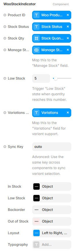 Framer property controls for the Stock Indicator component