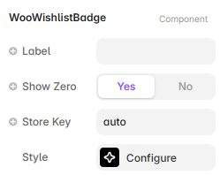 Framer property controls for the Wishlist Badge component