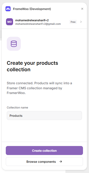 FrameWoo Create your products collection screen