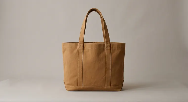 Tan canvas tote, studio shot